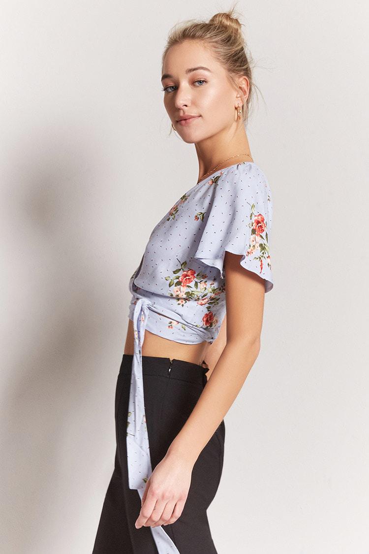 forever 21 floral wrap top
