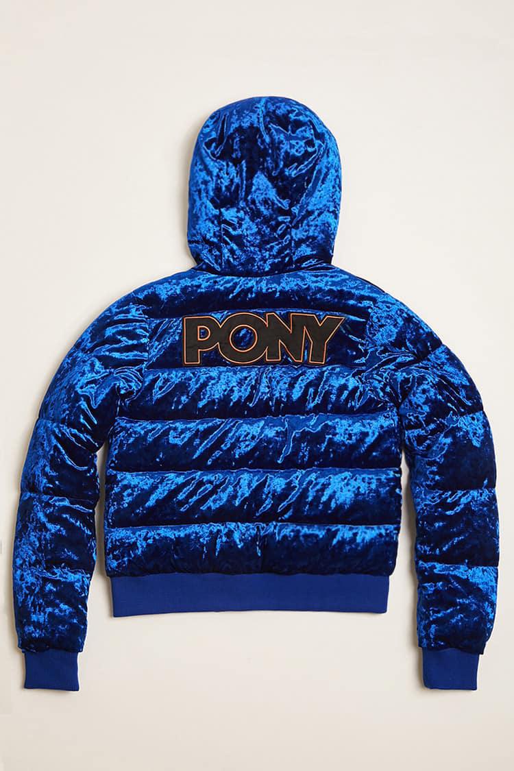 Forever 21 Pony Velvet Puffer Jacket in Blue/Black (Blue) | Lyst