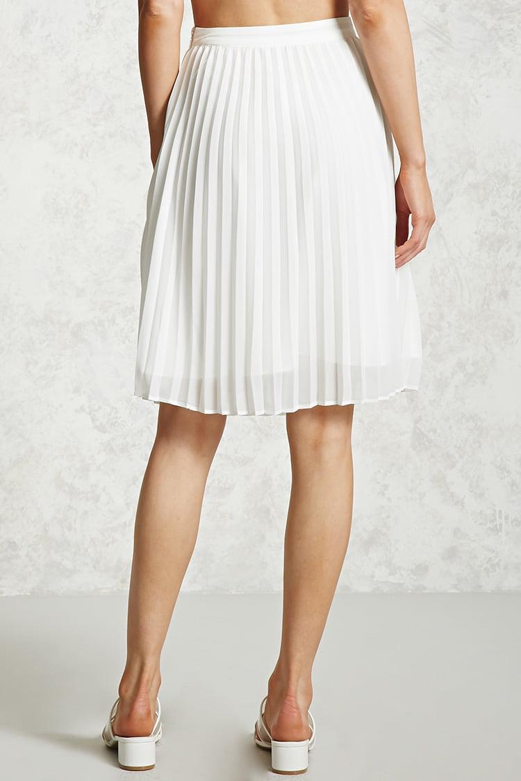 Forever 21 Pleated Chiffon Skirt in Ivory (White) - Lyst