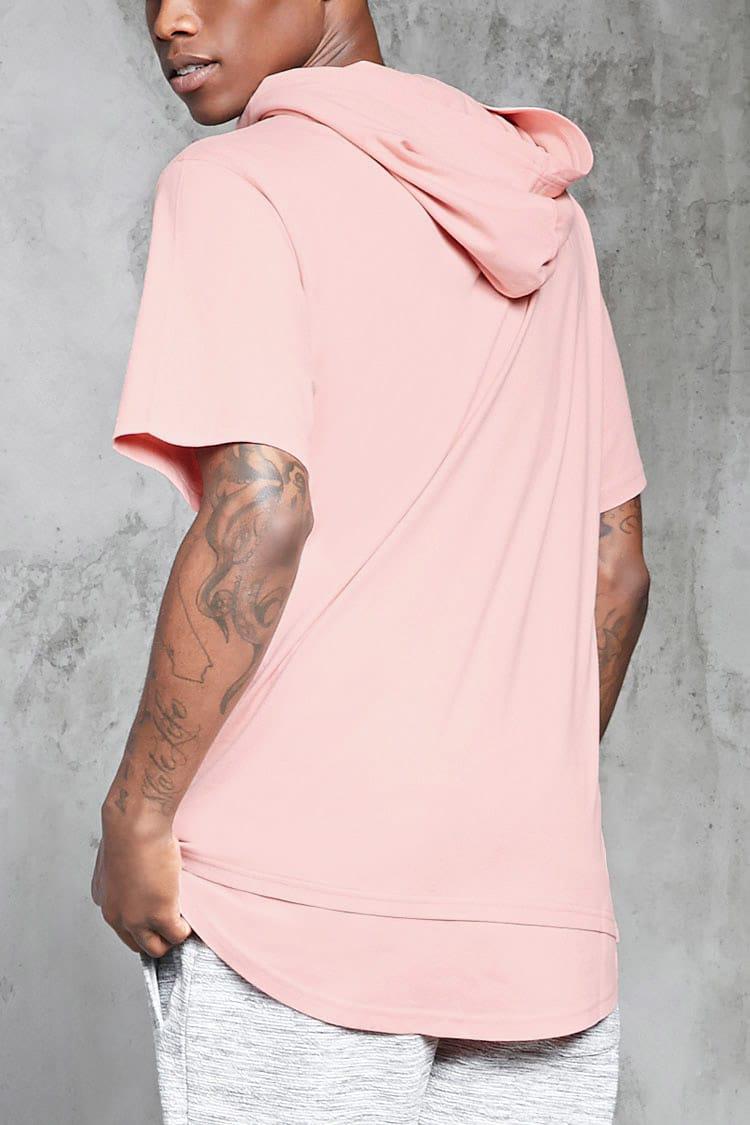 pink short sleeve hoodie mens