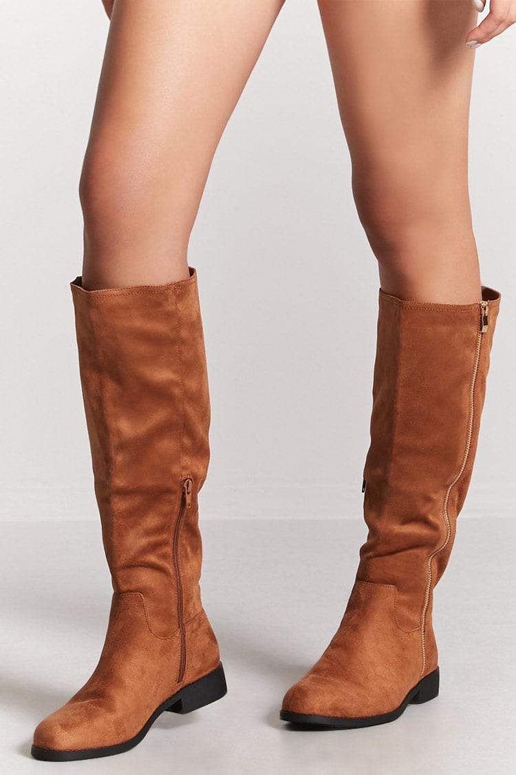 Forever 21 Faux Suede Tall Boots in Brown Lyst
