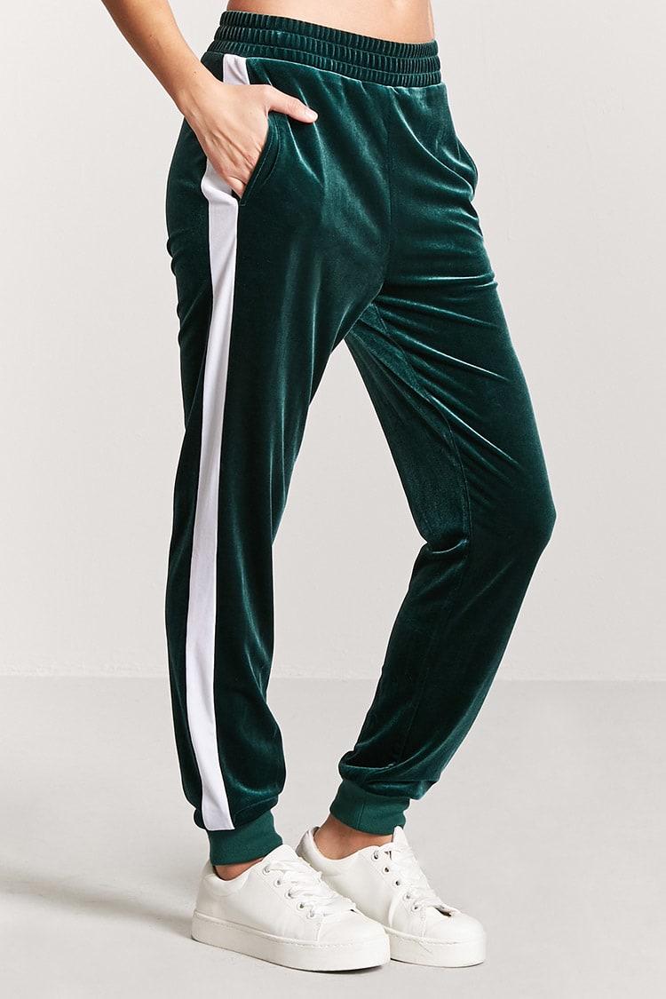 green and white joggers