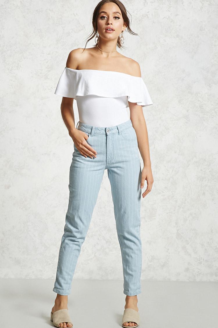 pinstripe mom jeans