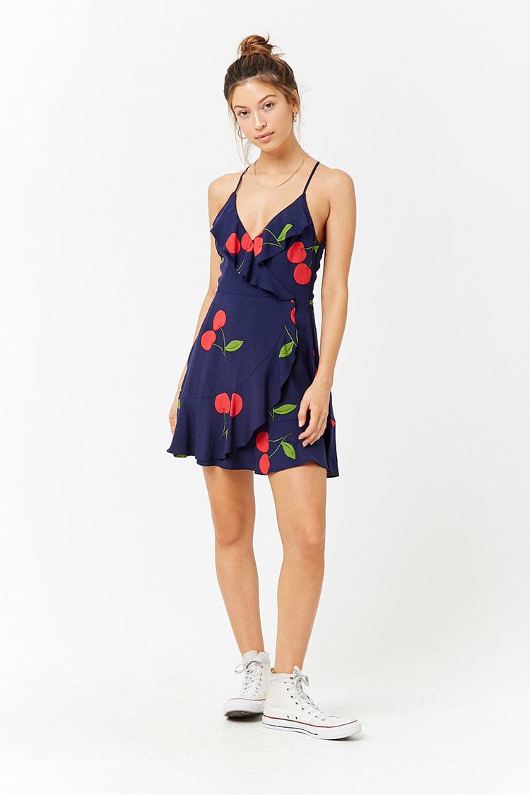 navy blue cherry dress