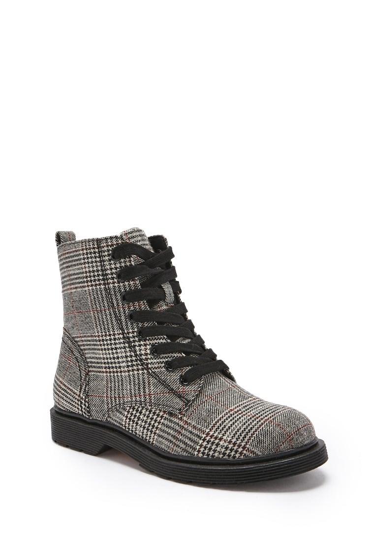 plaid combat boots