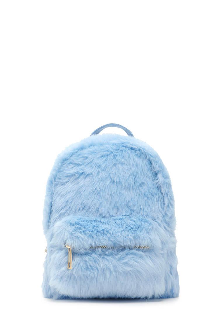 black faux fur mini backpack