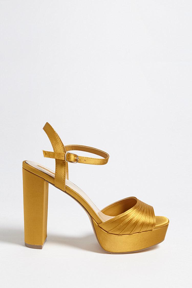 mustard satin heels
