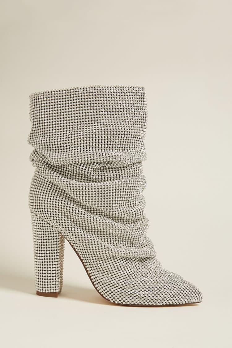 Forever 21 Rubber Chainmail Rhinestone Ankle Boots in Silver (Metallic) -  Lyst