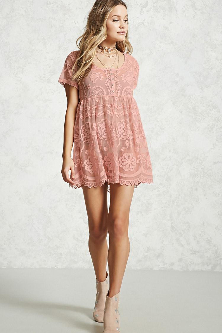 pink lace babydoll dress