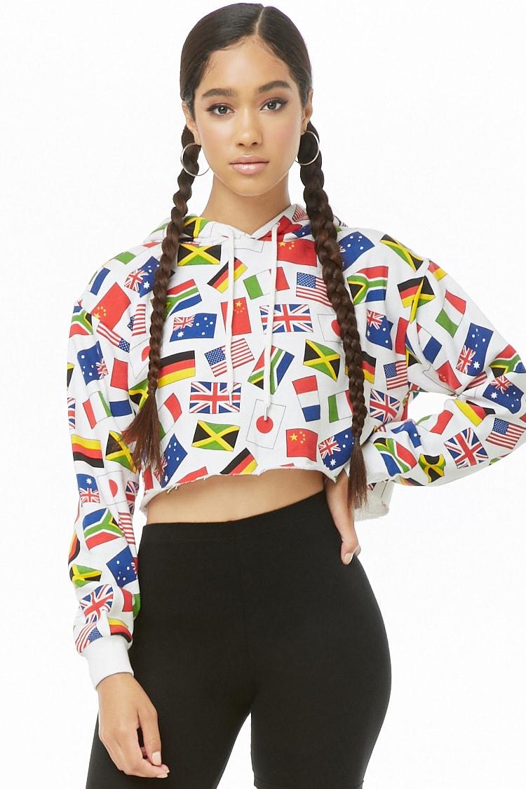 graphic crop top hoodie