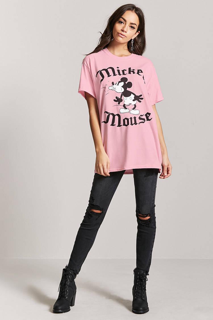 black graphic tee with pink