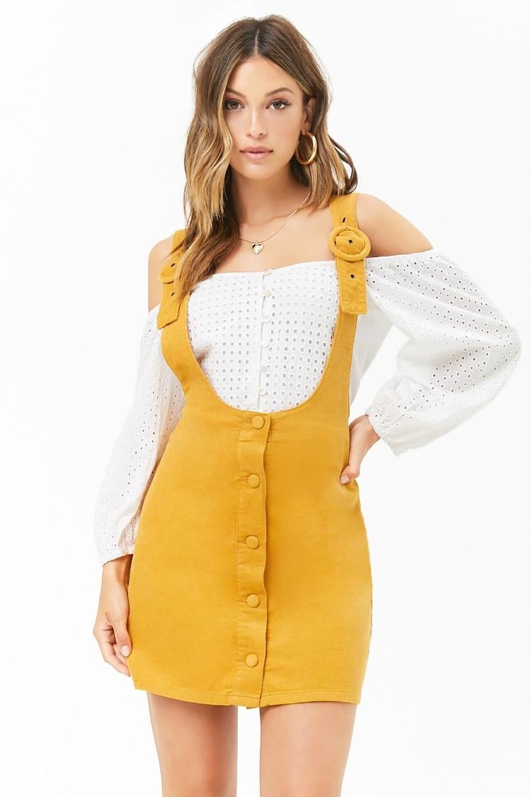 button front overall dress