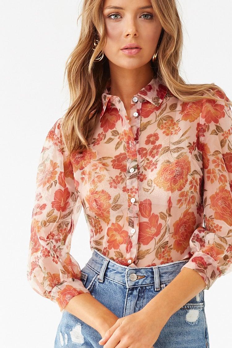 coral blouse forever 21
