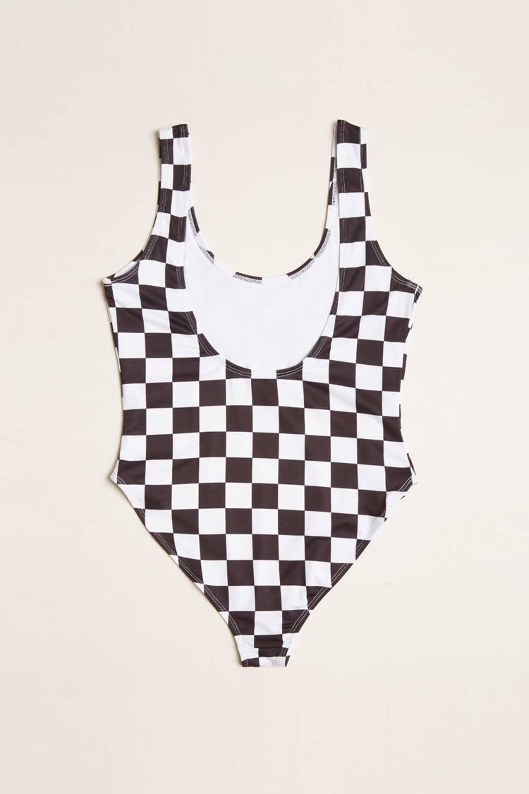 black and white checkered bodysuit