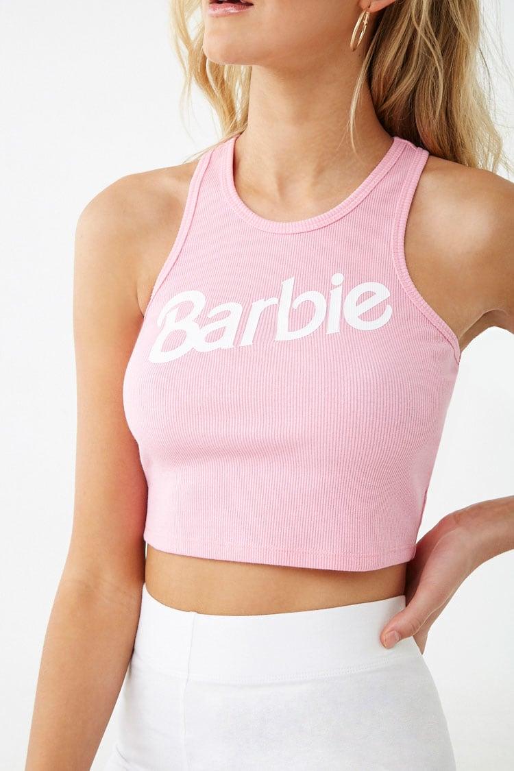 Barbie Graphic Cropped Tank Top in Pink 