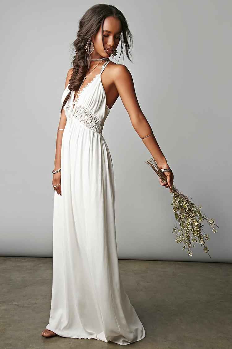Forever 21 Lace Panel Halter Maxi Dress ...