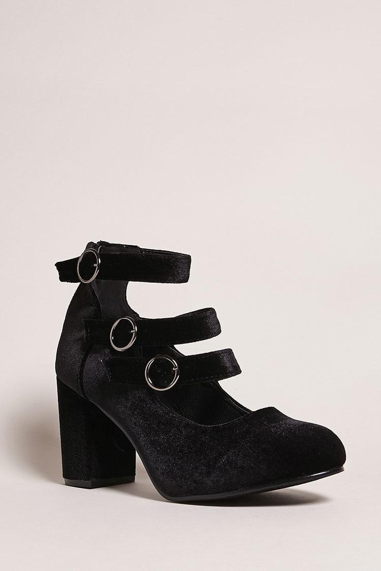 black velvet mary jane heels