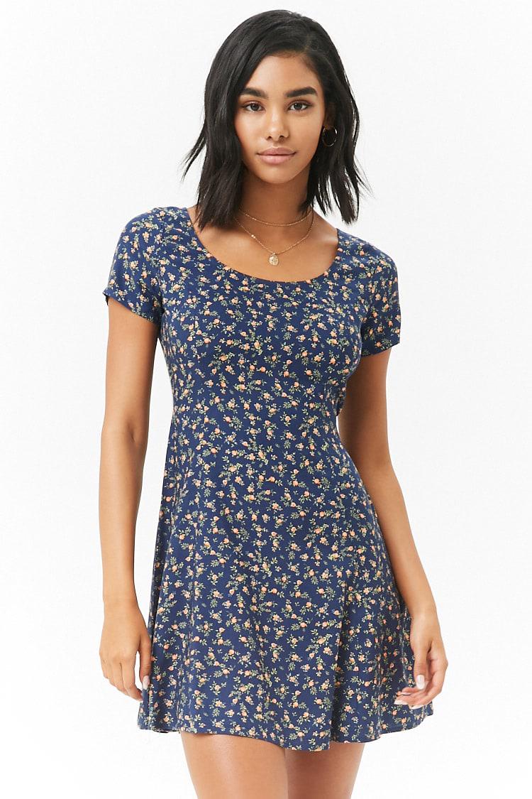 forever 21 rose print mini dress