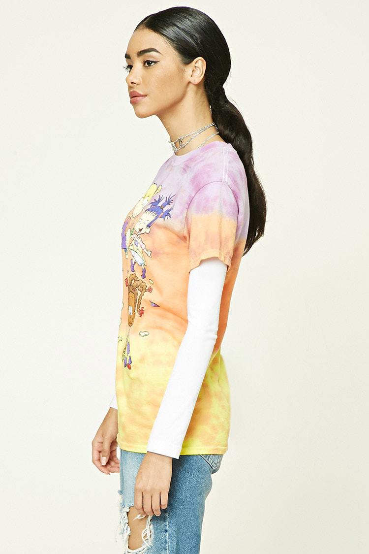 Forever 21 Cotton Rugrats Tie Dye Tee In Purple Orange Purple Lyst