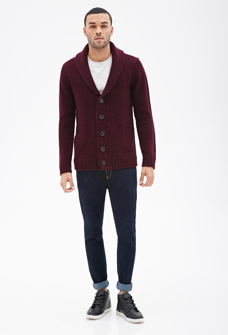 Synthetic Shawl Collar Cardigan 
