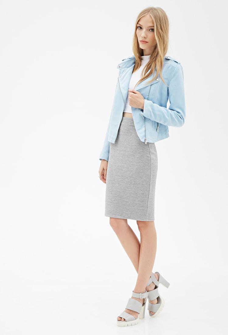 light blue suede moto jacket