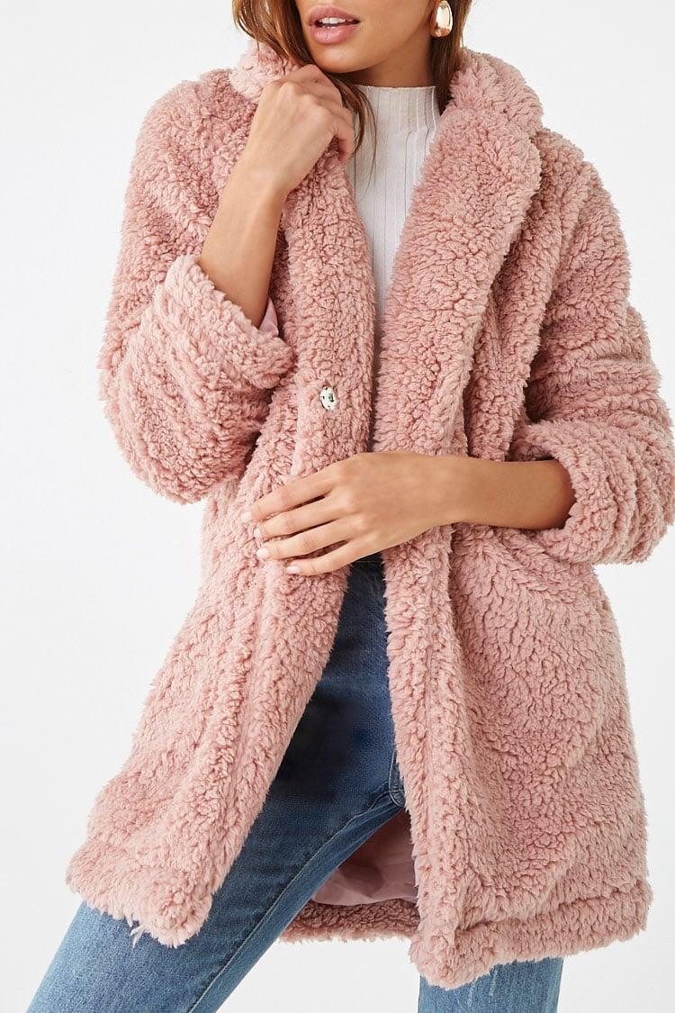 mauve teddy bear coat