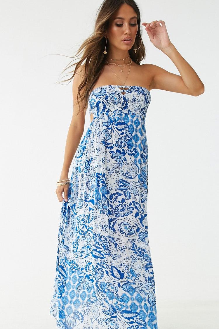 blue paisley maxi dress