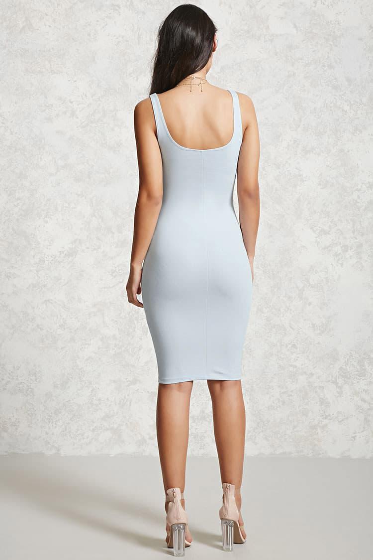 light blue bodycon midi dress