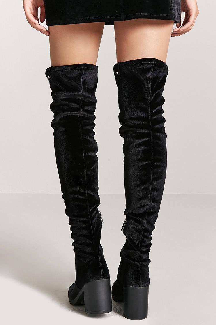 Forever 21 Velvet Thigh High Boots in Black | Lyst