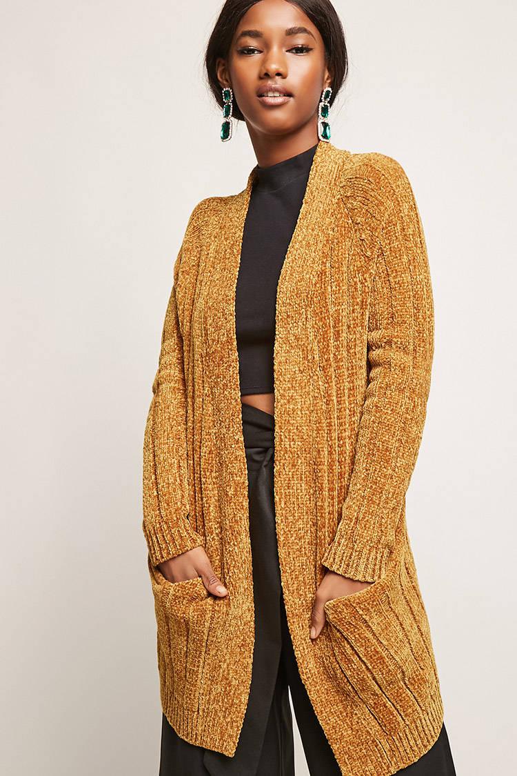 mustard chenille cardigan