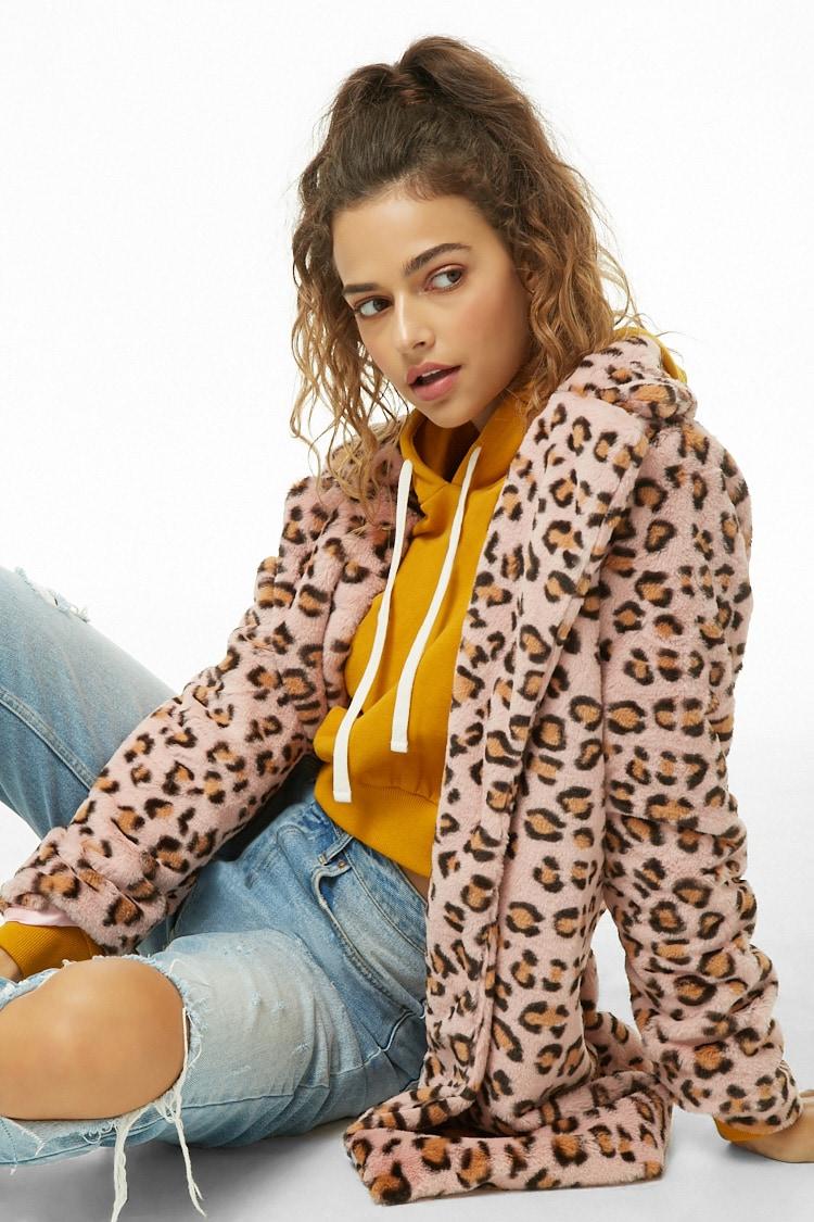 pink leopard fur coat