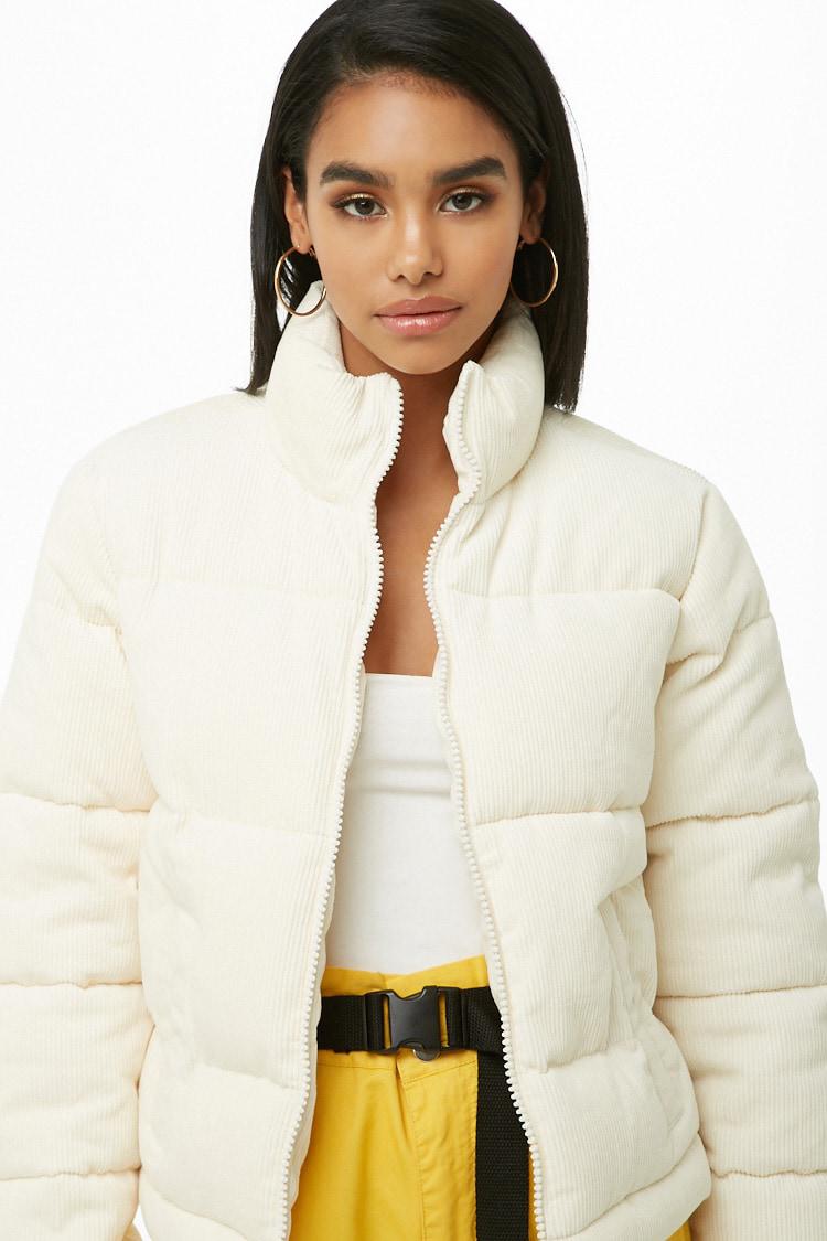 Forever 21 Women's Corduroy Puffer Jacket in Cream (Natural) - Lyst