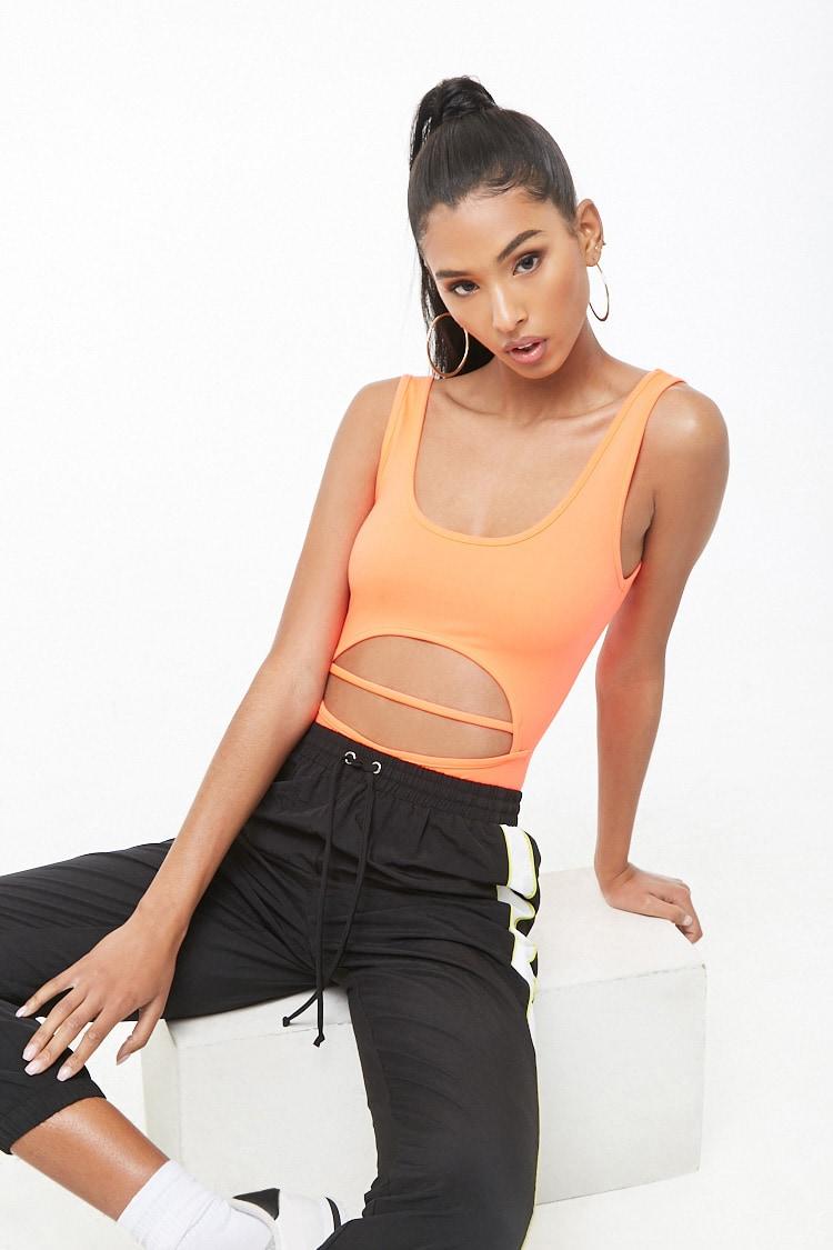 neon cut out bodysuit