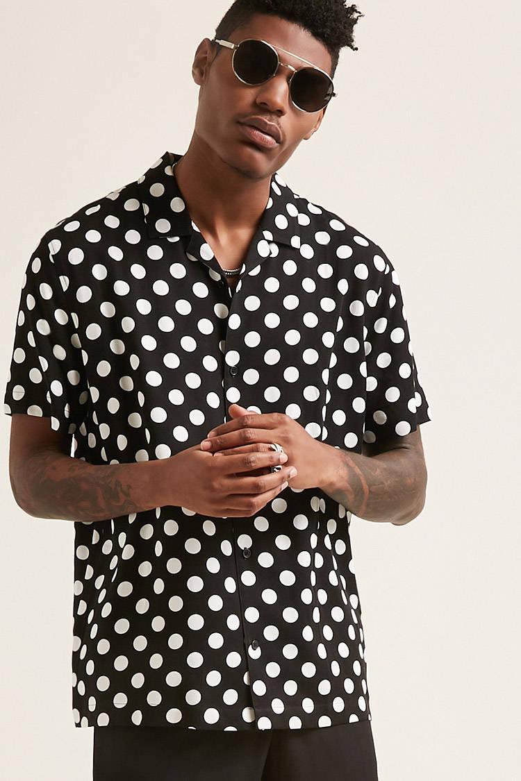 Forever 21 Polka Dot Shirt in Black/White (Black) for Men | Lyst