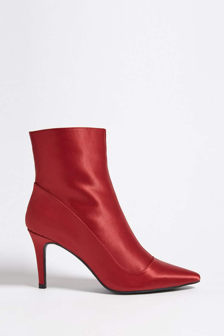 Lyst - Forever 21 Faux Leather Ankle Boots in Red