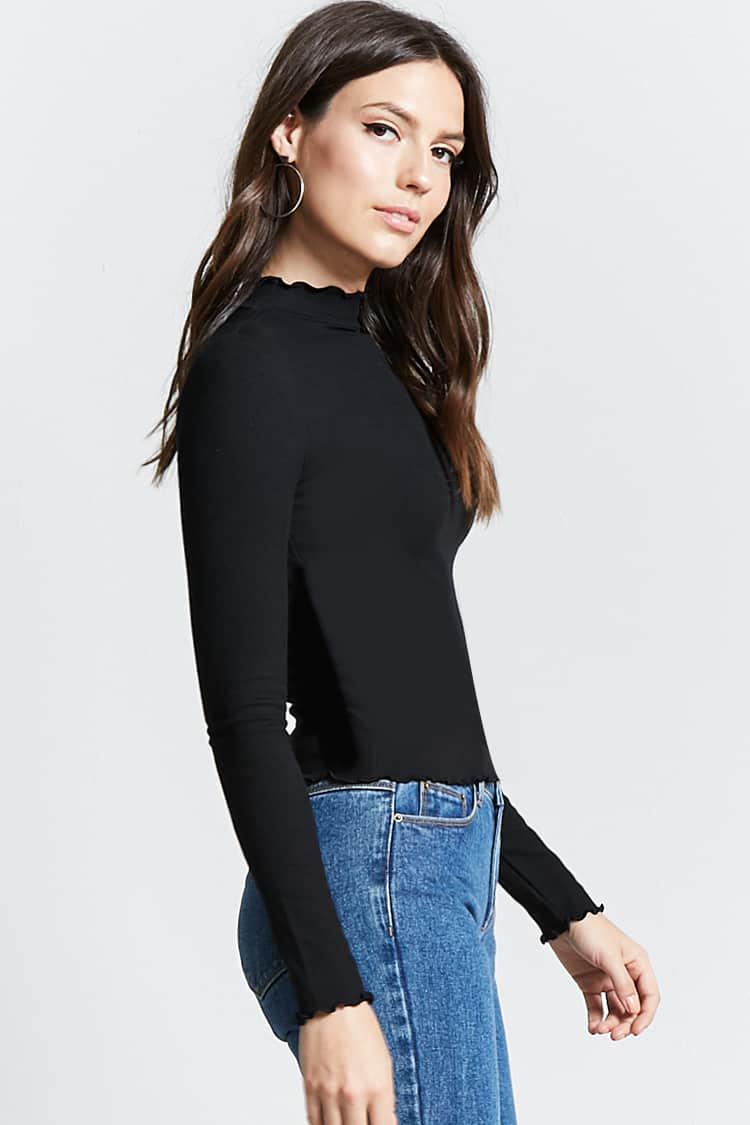 black mock neck tee
