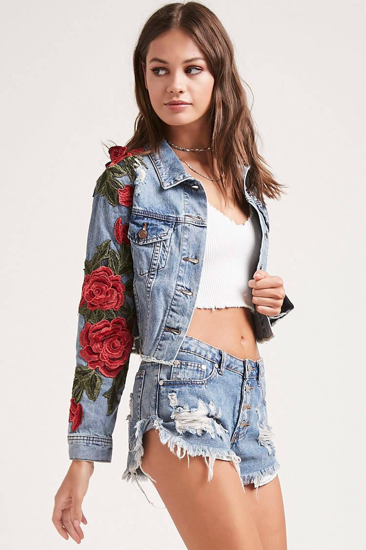 floral denim jacket forever 21