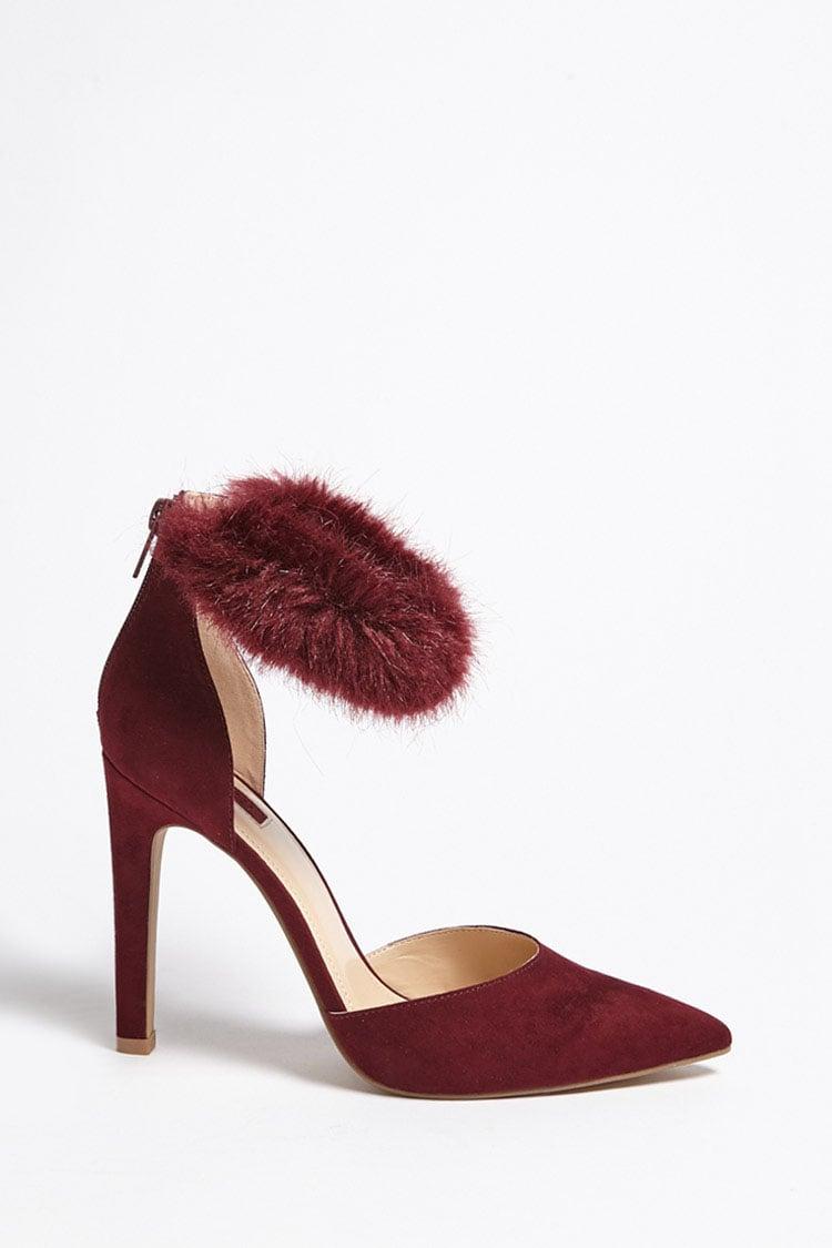 burgundy ankle strap heels