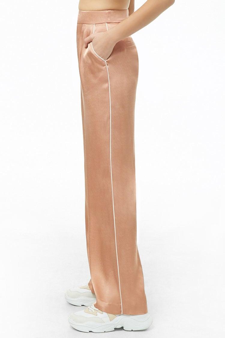 Forever 21 Piped Wide-leg Satin Pants 