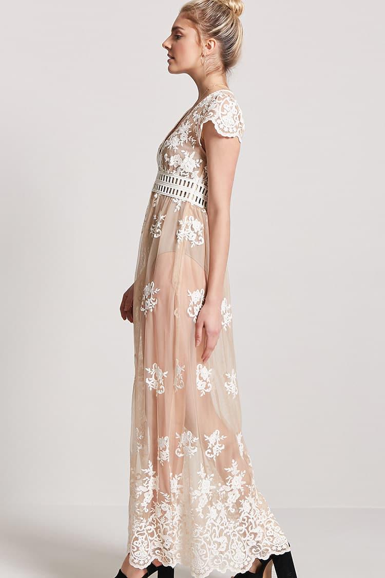 forever 21 sheer mesh embroidered maxi dress