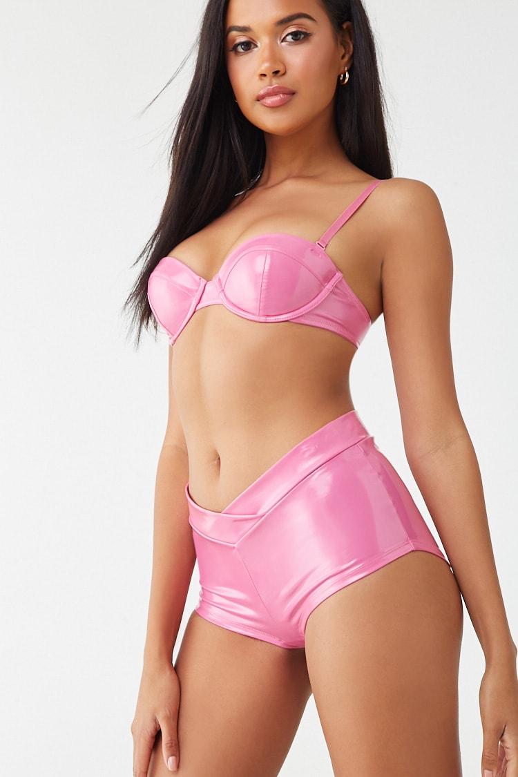 pink leather shorts