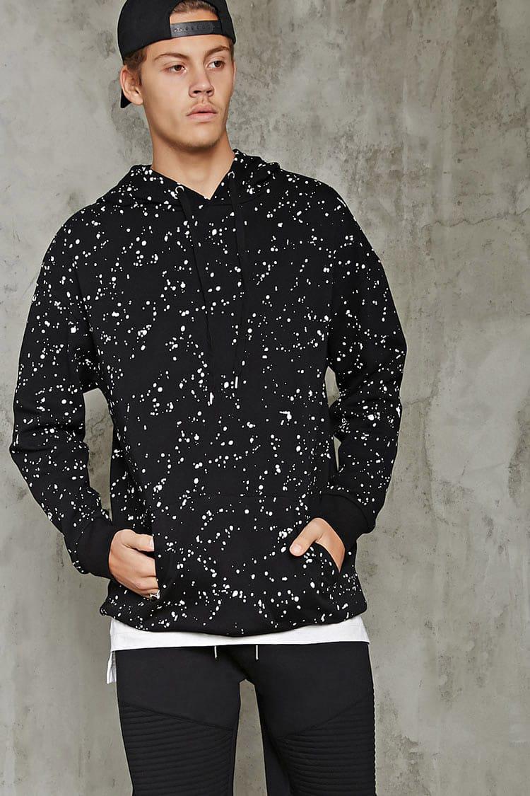 black and white paint splatter hoodie