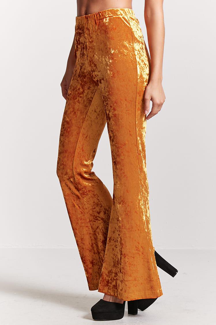 orange velvet pants