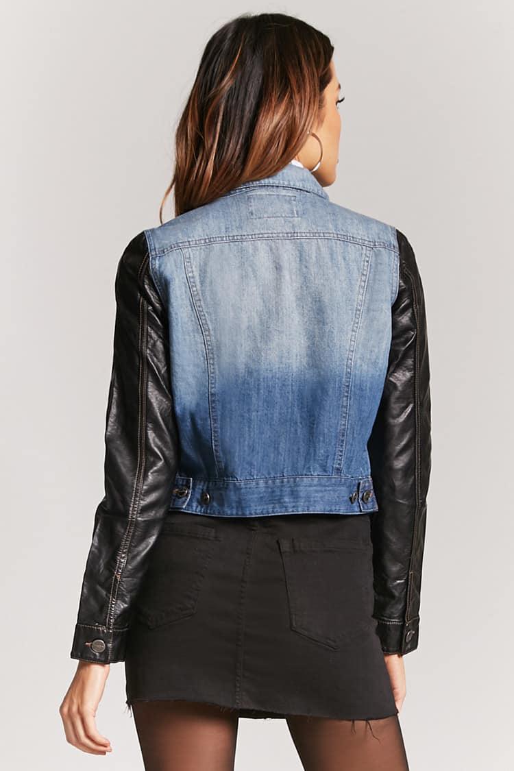faux leather combo jacket