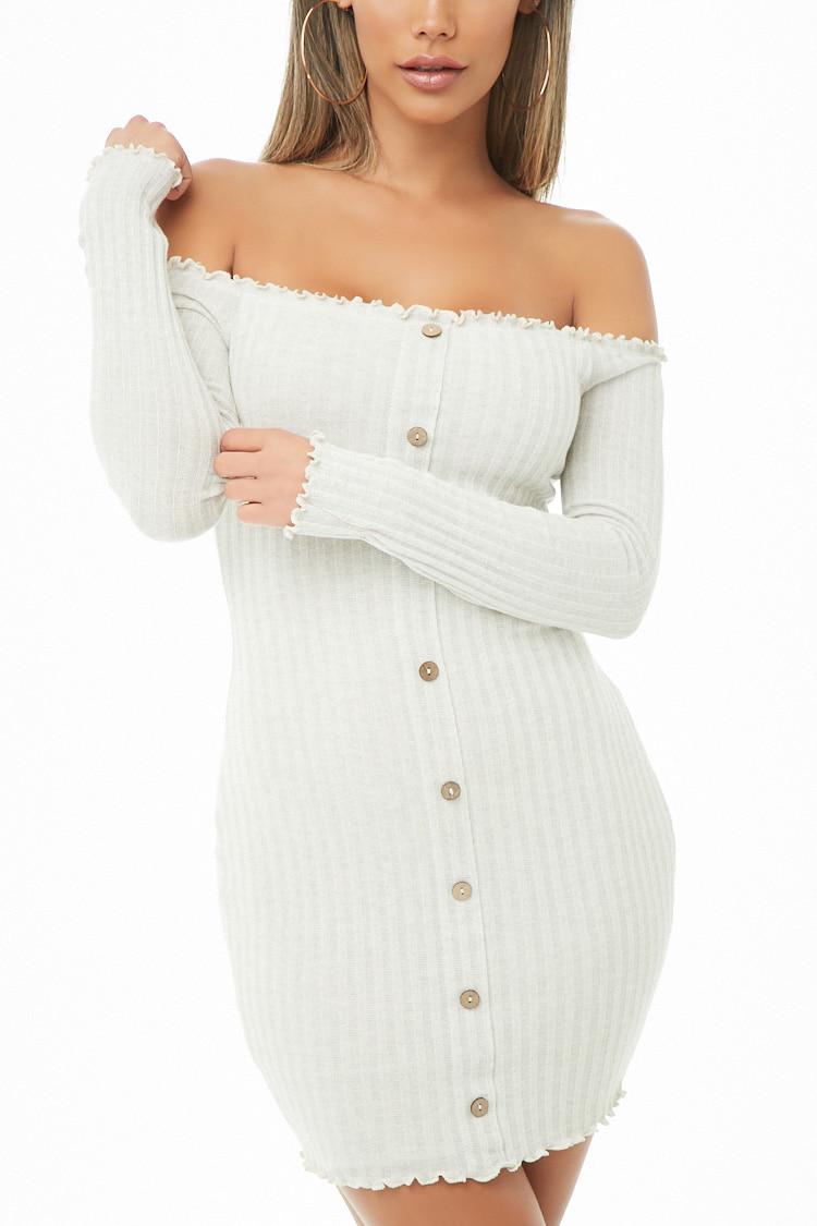 Forever 21 Cotton Ribbed Mock Button 