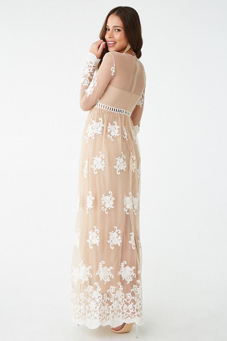 forever 21 sheer mesh embroidered maxi dress