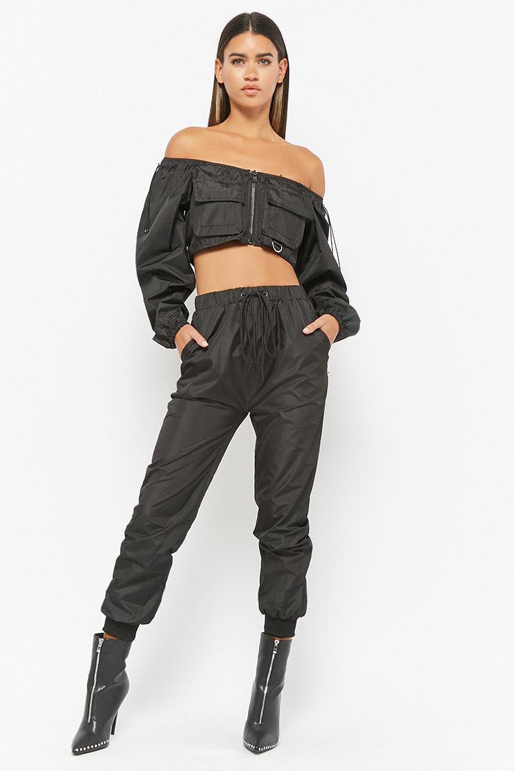 track pants with crop top