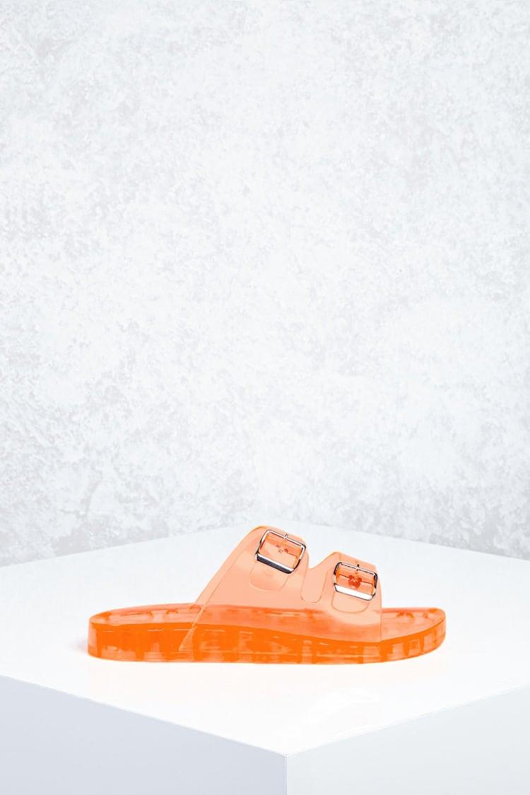 neon orange jelly sandals
