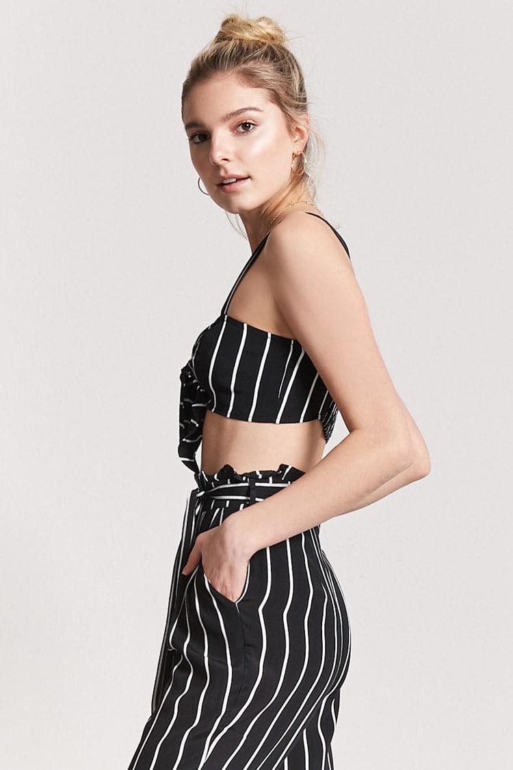 striped tie front crop top forever 21