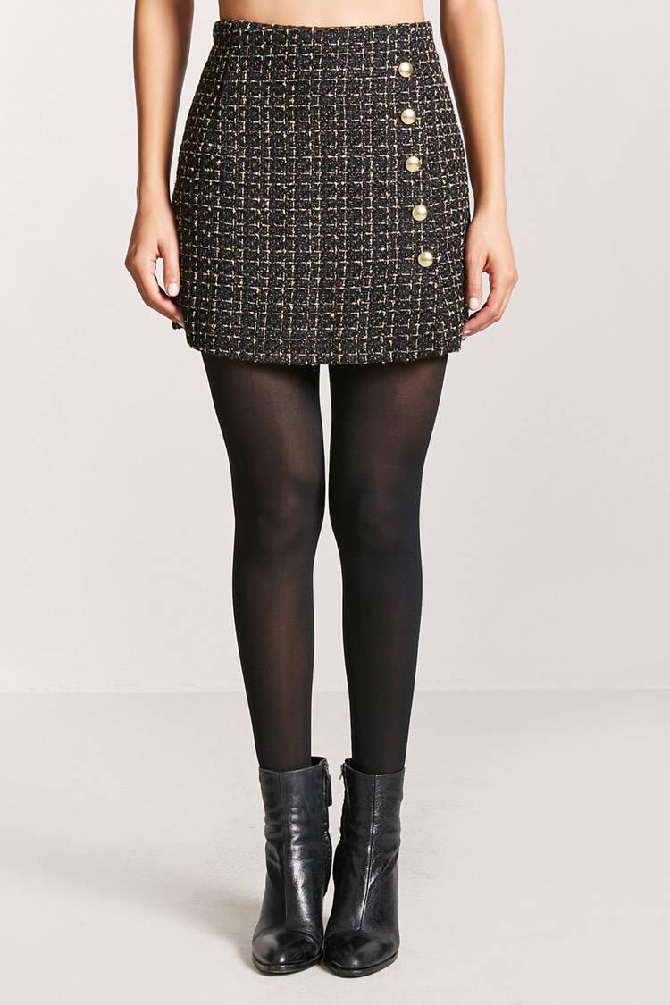 Forever 21 Metallic Tweed Mini Skirt | Lyst